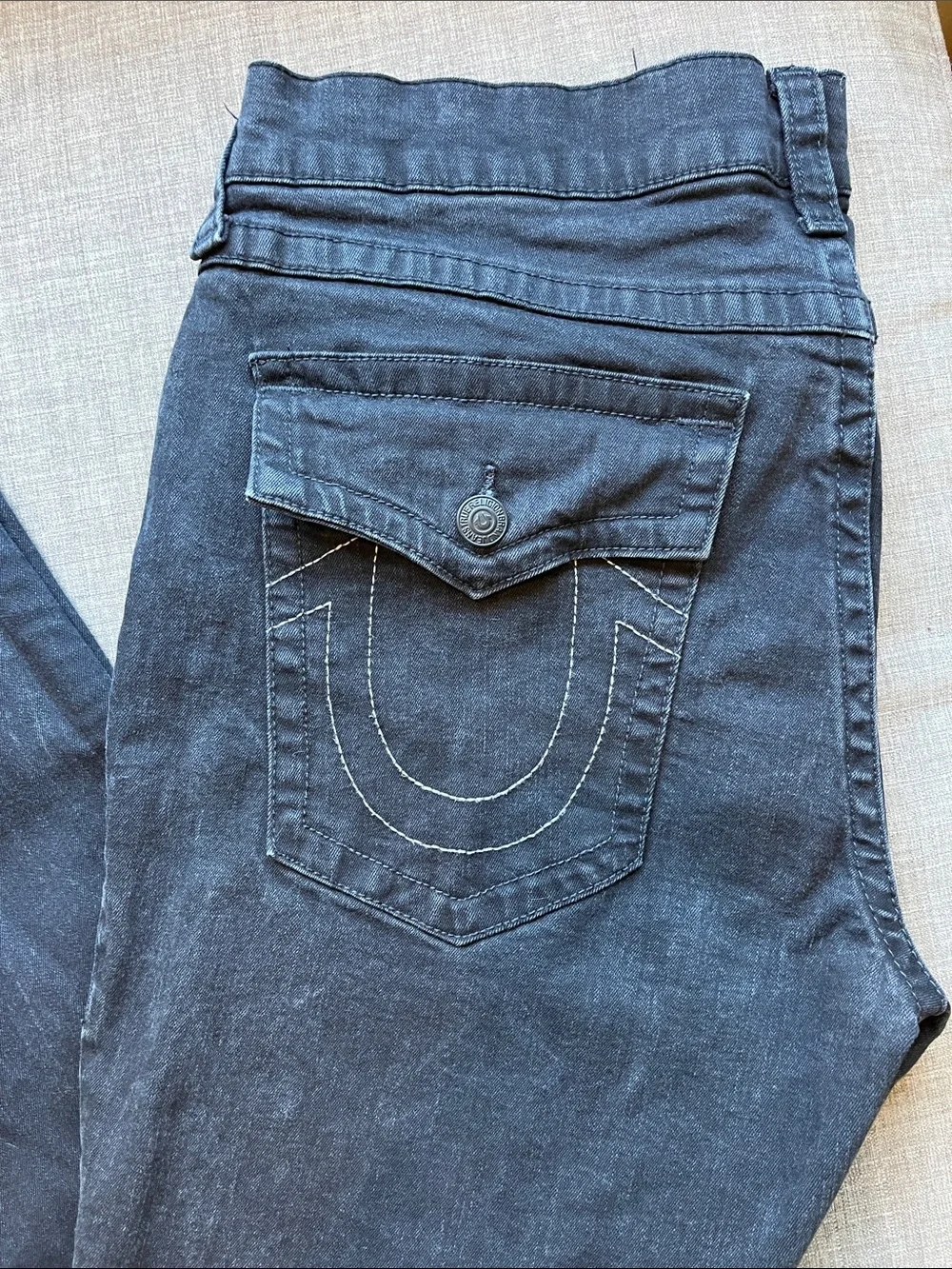 True Religion Ricky Relaxed Straight Black Jeans 40